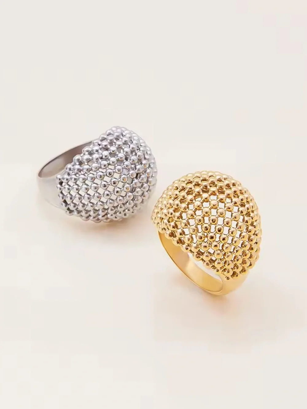 18 K Gold  Plate excellent quality Italian Gold  Mesh Dome Rings - Women Jewelry